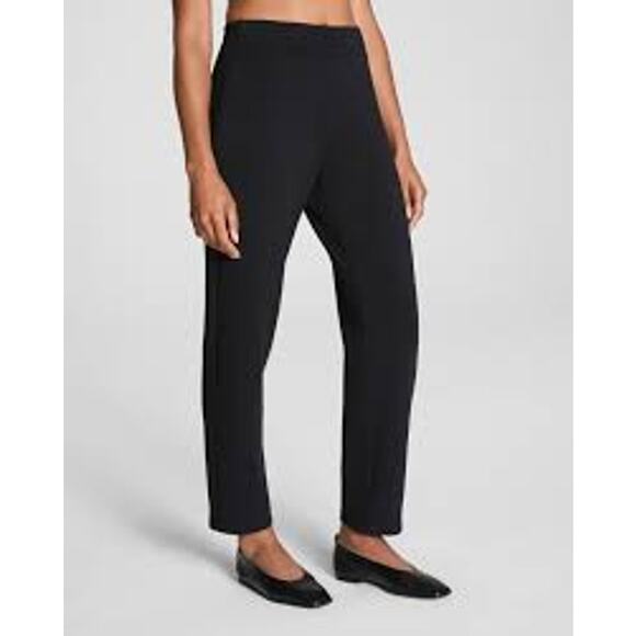 Spanx Trouser Pants Black Stretch Slim High Rise Pocket Straight Leg Size M - Picture 1 of 6